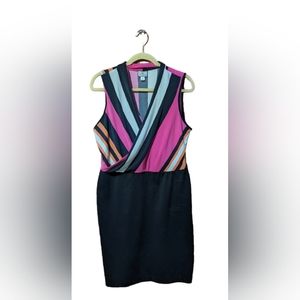 Dress. Worthington. Cocktail. Pink orange & white top, black Bottom